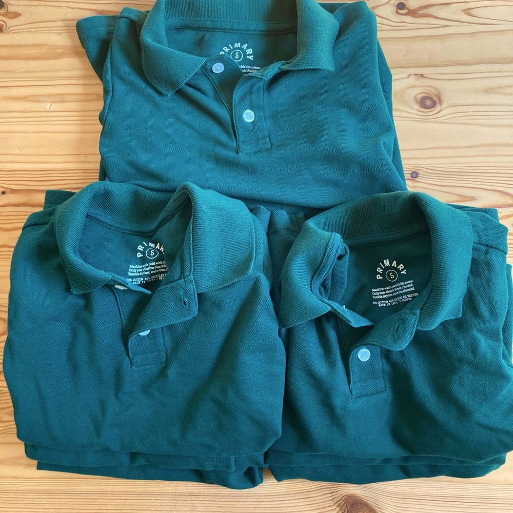 Primary Kids Green Uniform Pique Polo Shirt Bundle